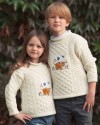 Pull tricoté laine Merino enfant - blanc cassé