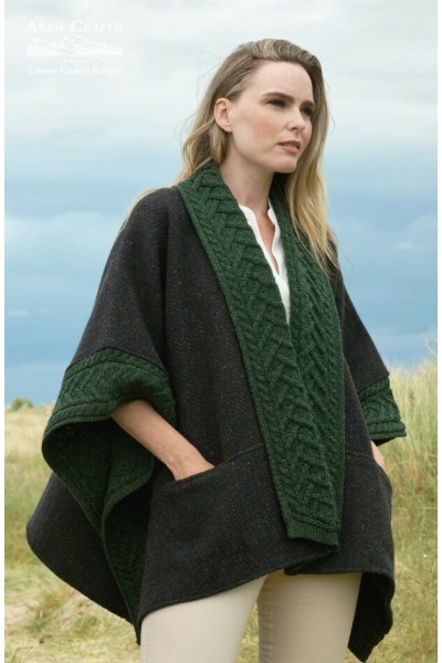 Poncho femme tweed Donegal et laine Merino