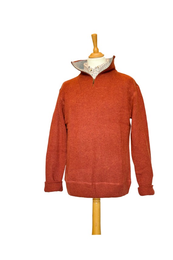 Pull tricoté orange zippé - Homme