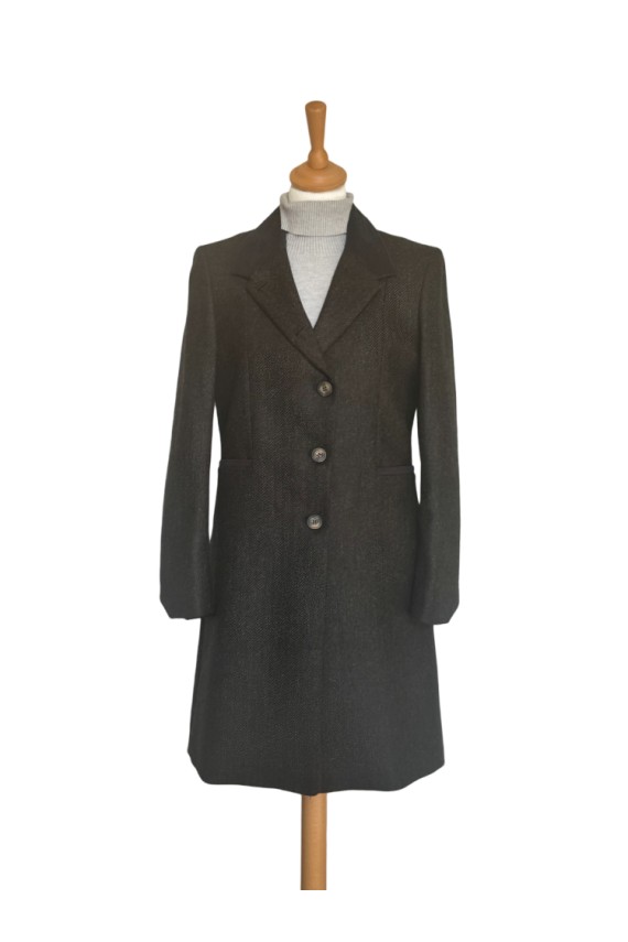 Manteau Isabella en tweed Green Herringbone