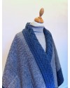 Poncho femme tweed Donegal et laine Merino - Bleu