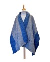 Poncho femme tweed Donegal et laine Merino - Bleu