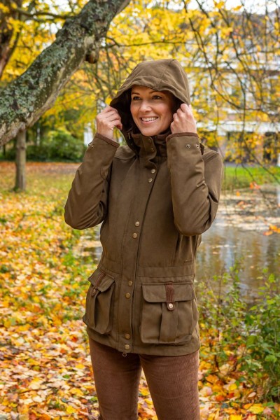 Manteau femme en toile imperméable - vert sapin